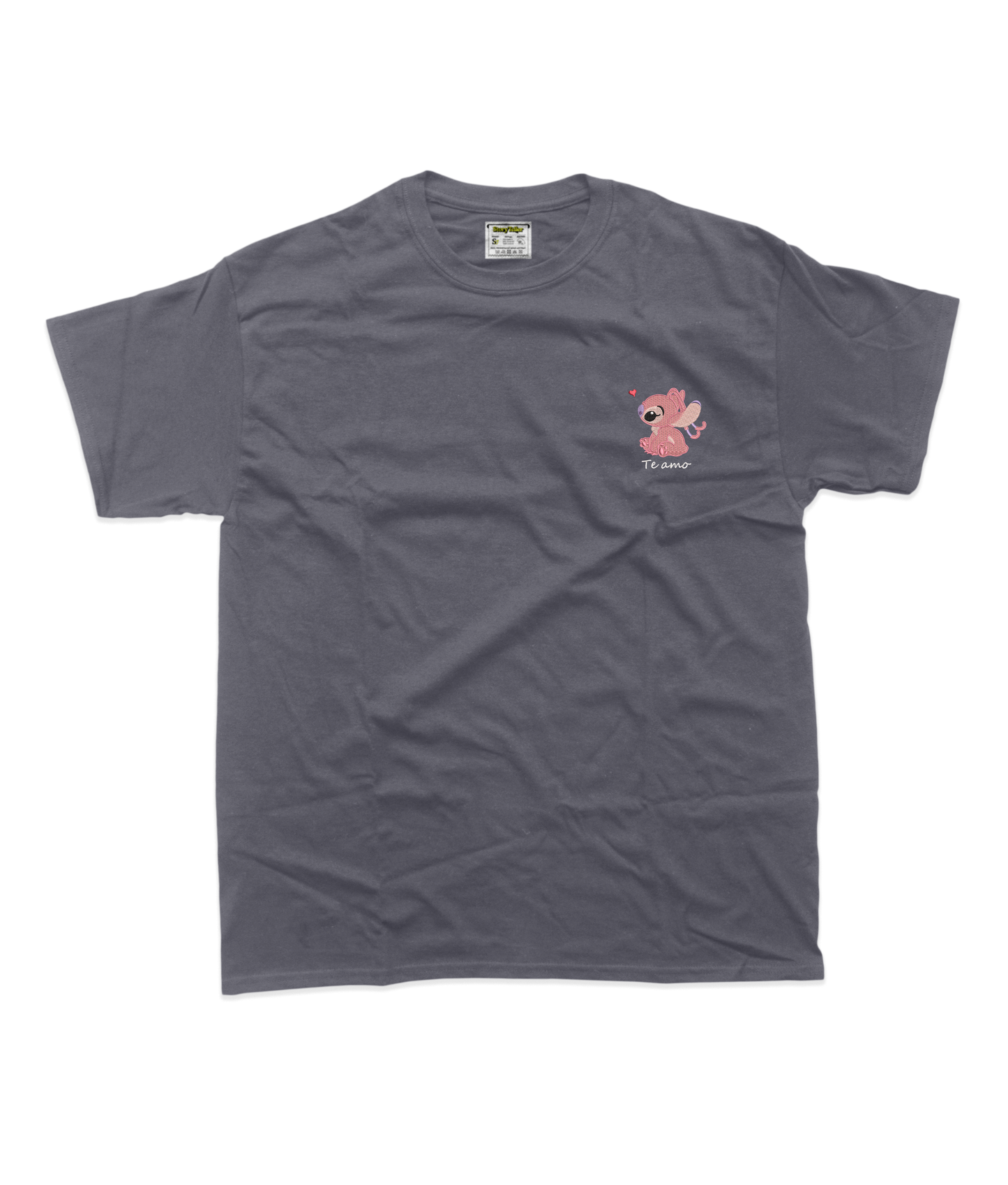 Чоловіча футболка з вишивкою 10х10 см - подруга Стіча, Te Amo