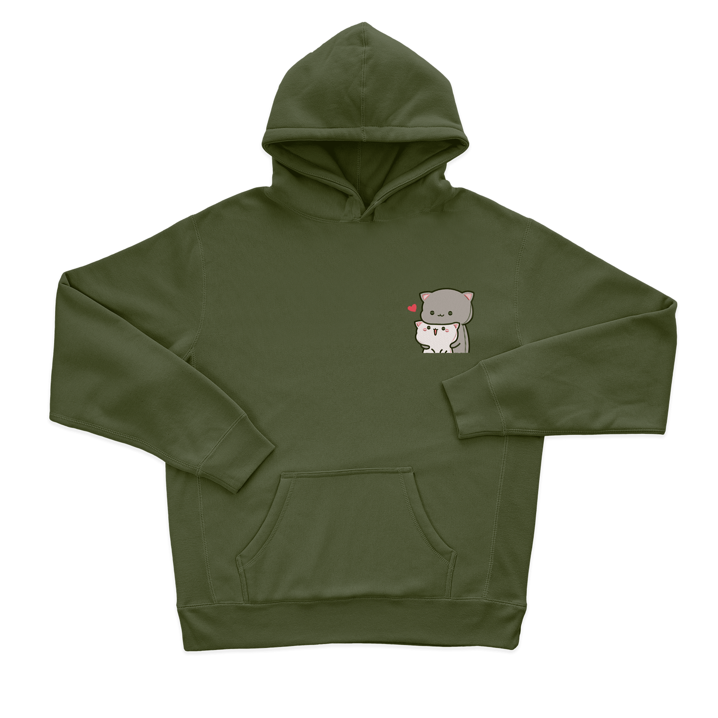 Дитячий худі з вишивкою 10х10 см - Сірий котик обіймає білого