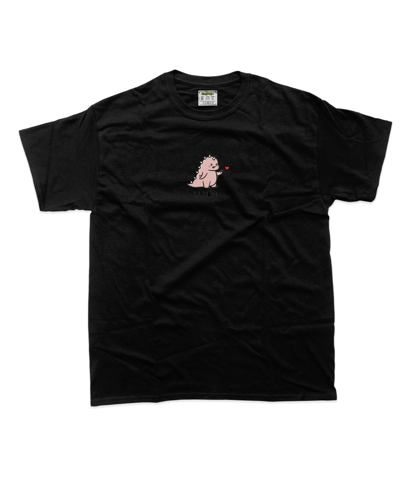 Чоловіча футболка з вишивкою - Рожевий динозавр