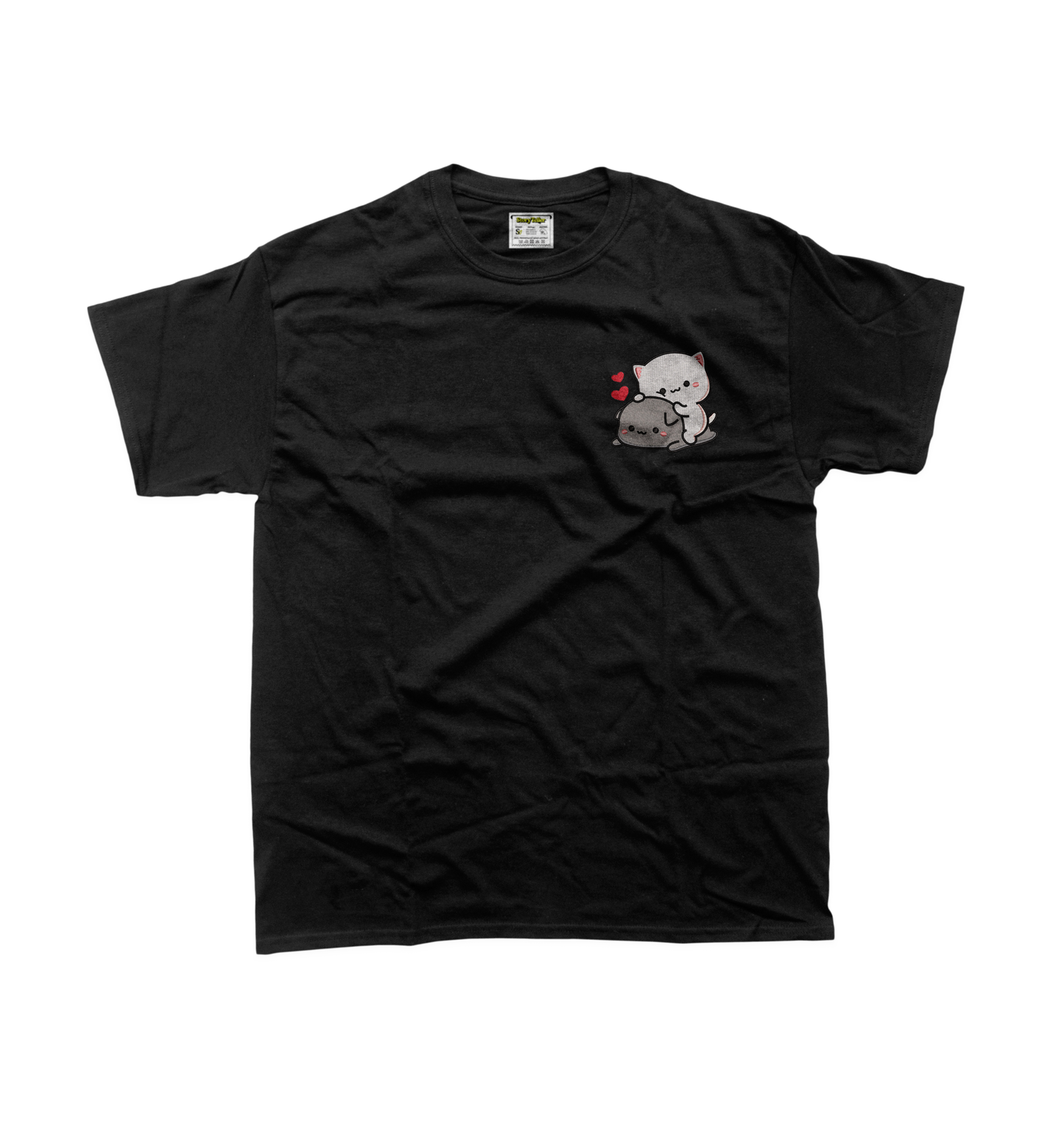 Дитяча футболка з вишивкою 10х10 см "Білий котик сидить на сірому"