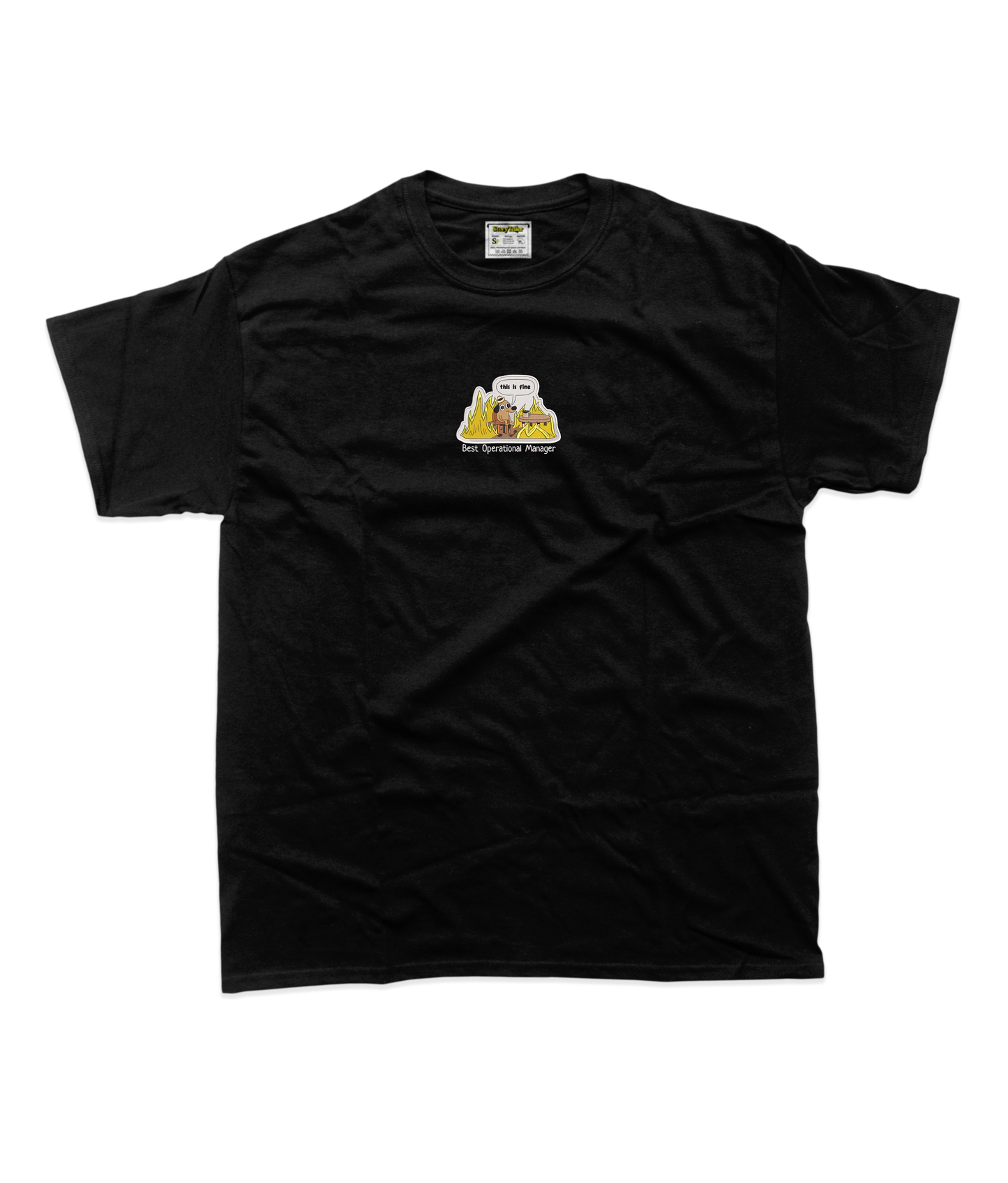 Дитяча футболка з вишивкою 20х20 см - смішна собака "This is fine"