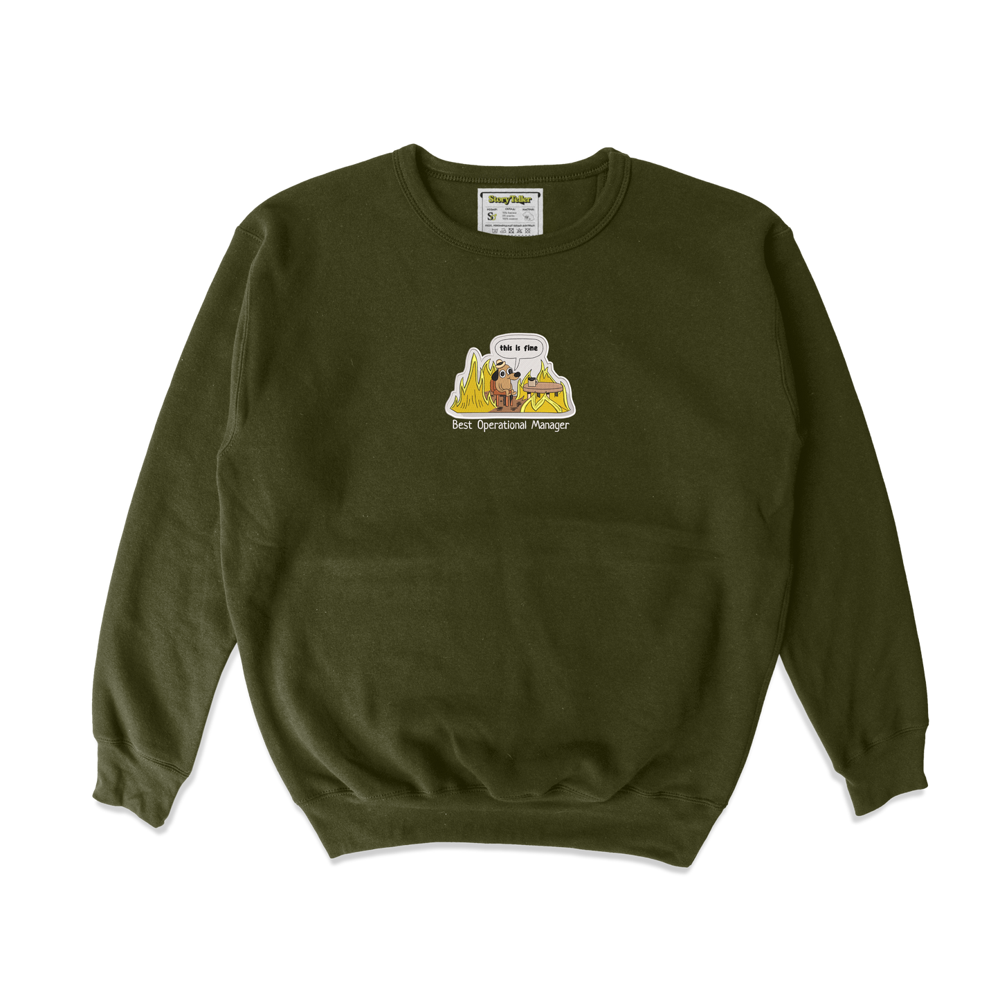 Чоловічий світшот з вишивкою 20х20 см - смішна собака "This is fine"