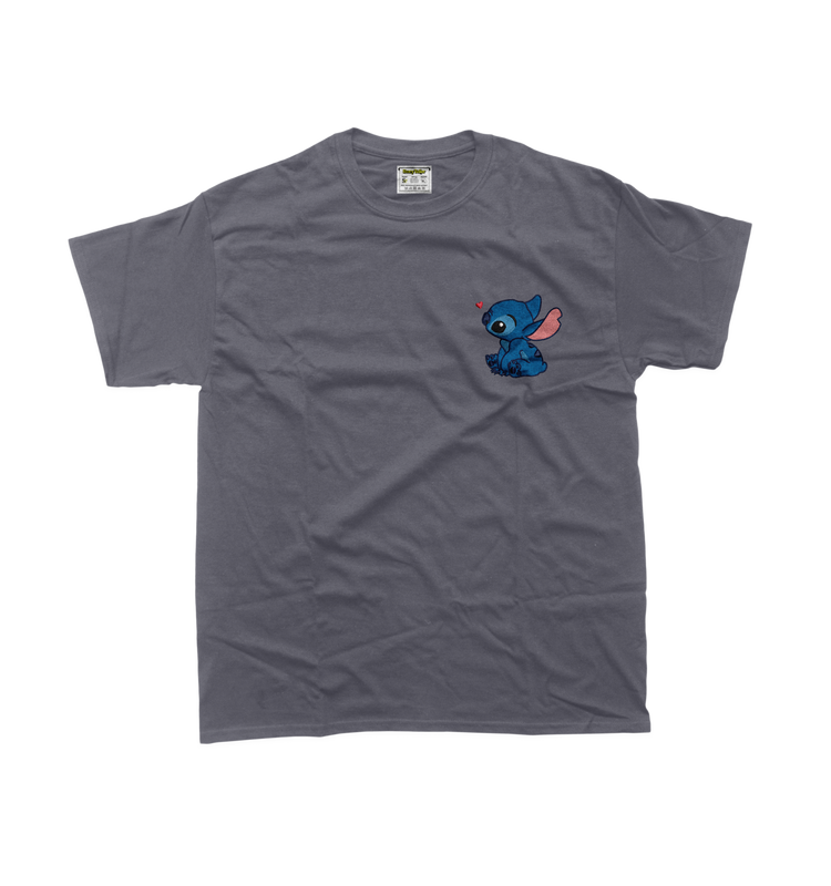 Жіноча футболка з вишивкою 10х10 см - Стіч дивиться вгору