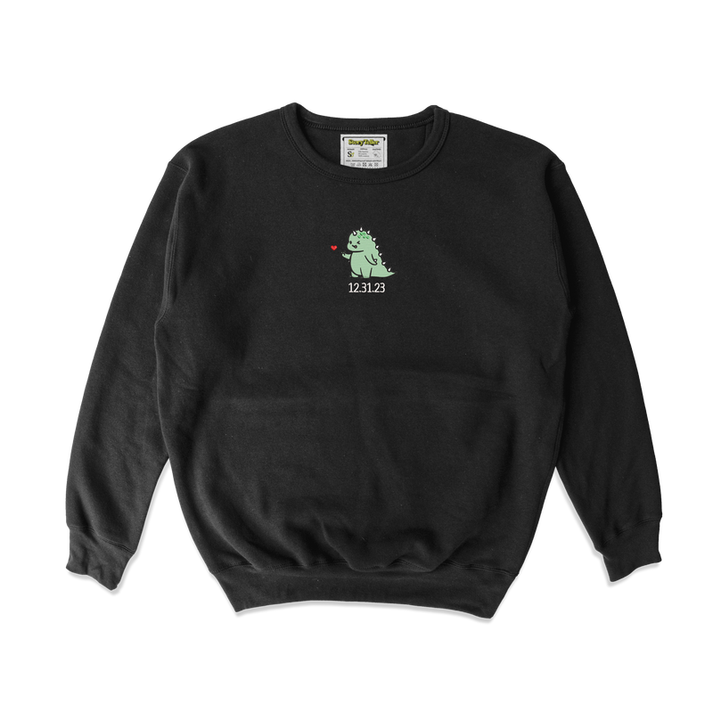 Чоловічий світшот з вишивкою - Зелений динозавр