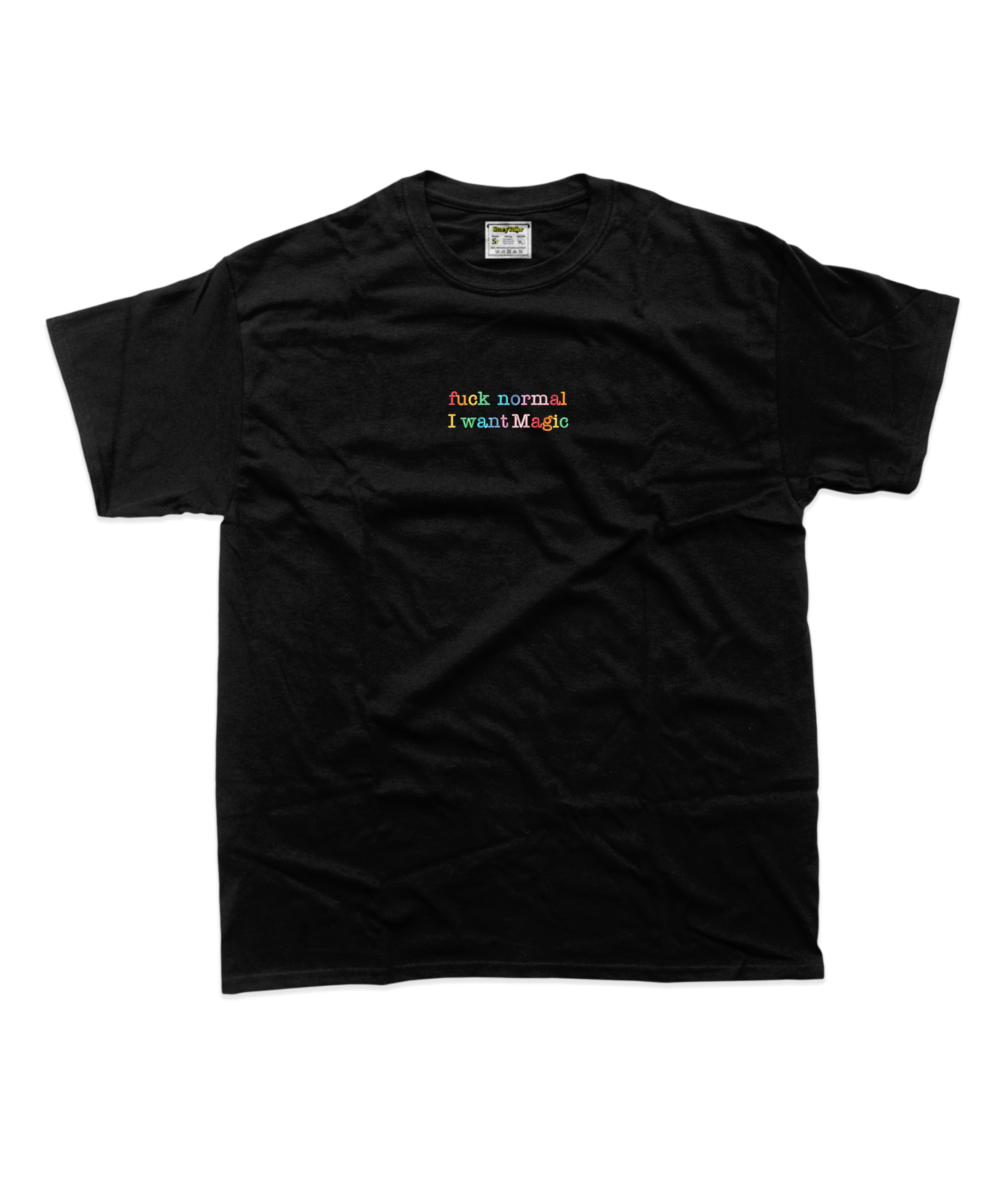 Чоловіча футболка з вишивкою 20х20 см - Fuck normal - I want magic