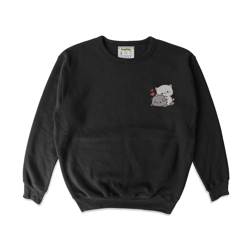 Чоловічий світшот з вишивкою 10х10 см "Білий котик сидить на сірому"