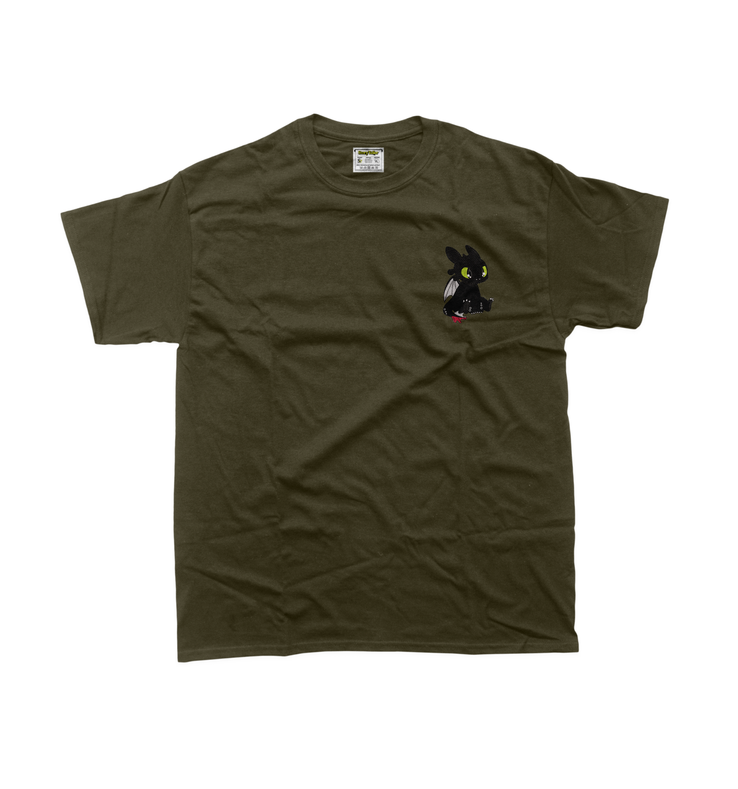 Дитяча футболка з вишивкою 10х10 см - Дракон чорний