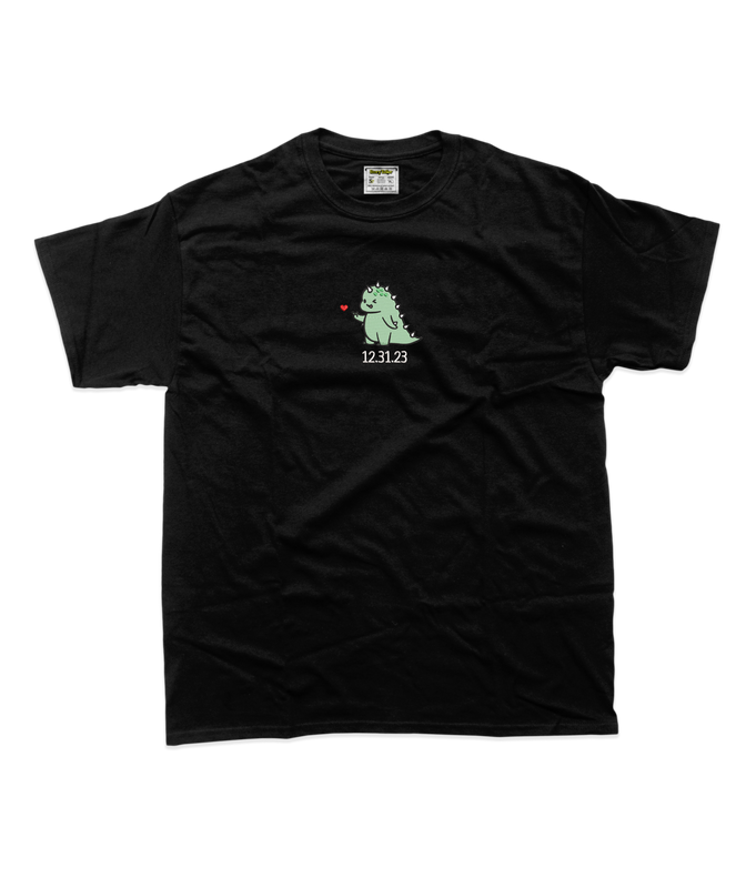 Жіноча футболка з вишивкою - Зелений динозавр