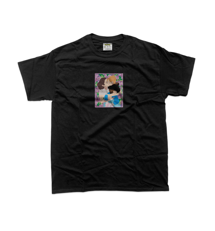 Жіноча футболка з фотовишивкою мами з дитиною з фоном