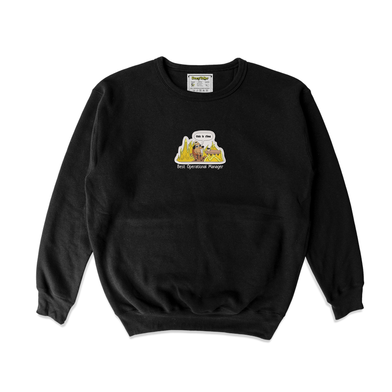 Чоловічий світшот з вишивкою 20х20 см - смішна собака "This is fine"