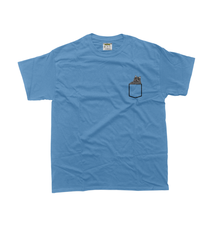 Жіноча футболка з вишивкою 10х10 см - Котик в кишені