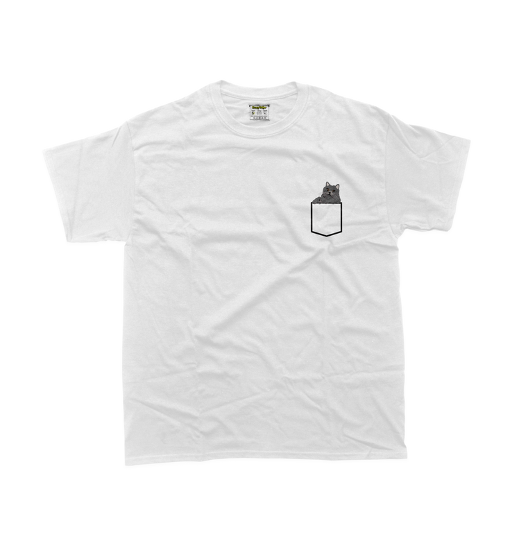 Дитяча футболка з вишивкою 10х10 см - Котик в кишені