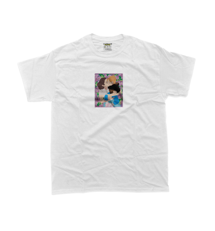 Чоловіча футболка з фотовишивкою мами з дитиною з фоном