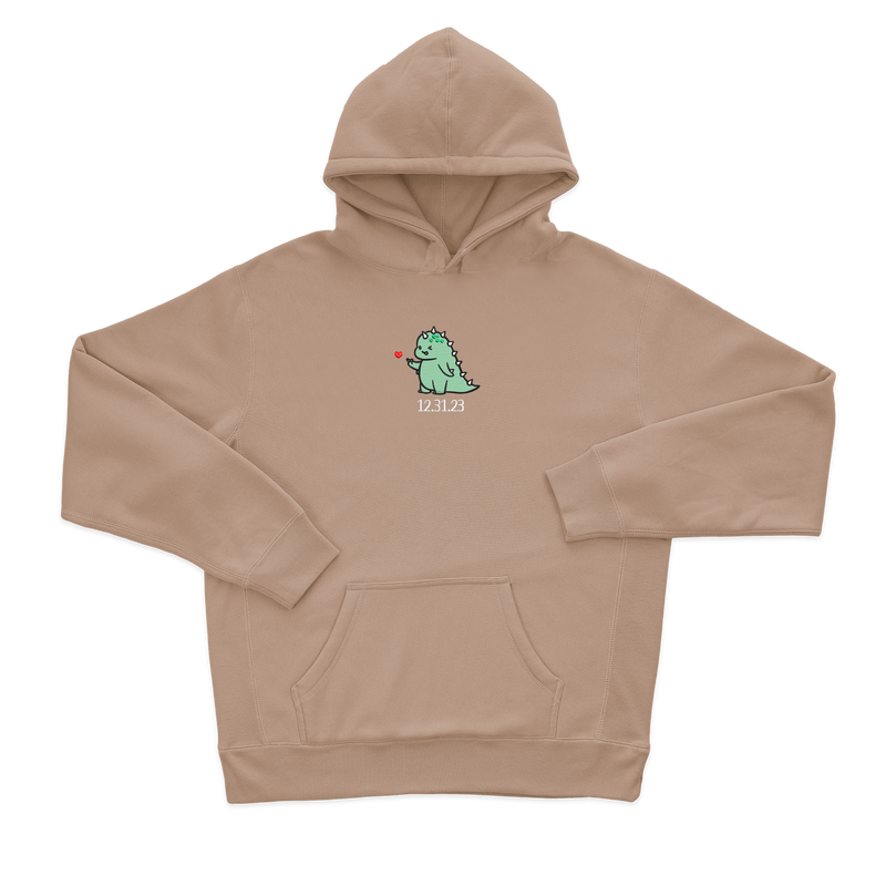 Дитячий худі з вишивкою - Зелений динозавр