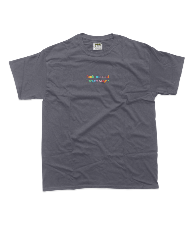 Дитяча футболка з вишивкою 20х20 см - Fuck normal - I want magic