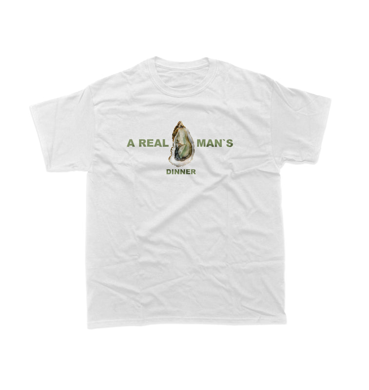 Чоловіча футболка з друком - Real men`s dinner (мушля)