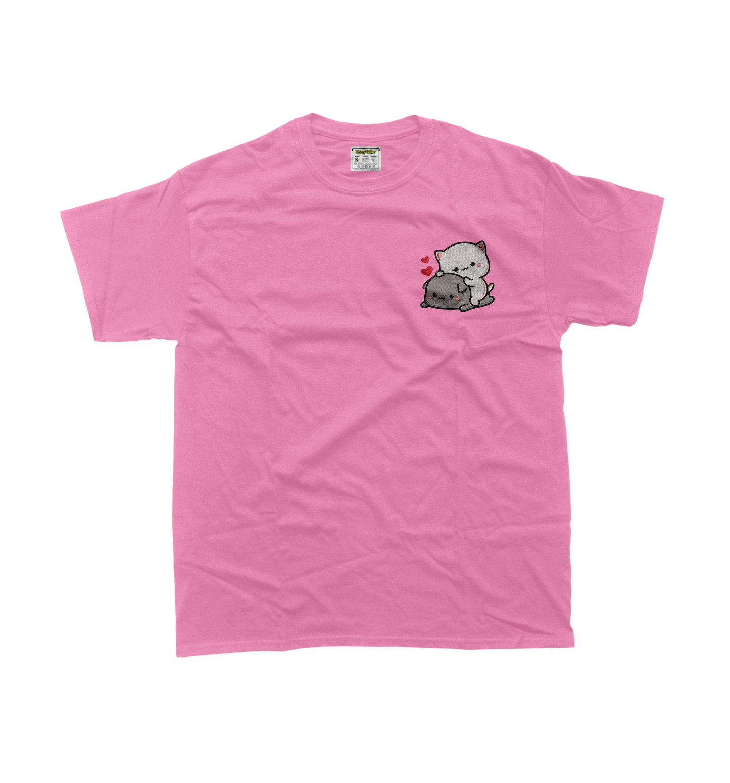 Білий котик сидить на сірому