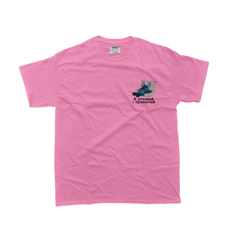 Жіноча футболка з вишивкою 10х10 см - Стіч - я класний і пухнастий