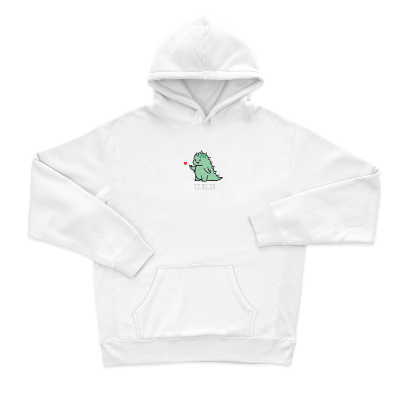 Жіночий худі з вишивкою - Зелений динозавр